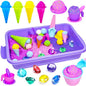Bbiamsleep Ice Cream Sensory Bin, 61 Pcs Ice Cream Sensory Bin Fillers with Color Sand 11 Mould 9 Tools for Birthday Party
