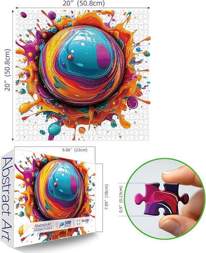 500 Piece Abstract Art Jigsaw Puzzle for Adults - Challenging Gradient Color Modern Design, 20x20 Inch, Unique Gift, Impossible Puzzles, Recycled Cardboard