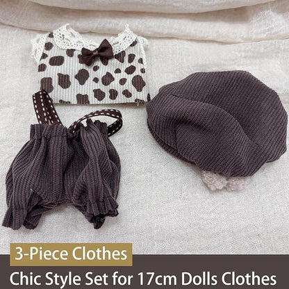 Clothes for 17cm Dolls 2 Set, Cute Hat & Outfit Set for Dolls, Adorable Dress-Up Accessories for Doll