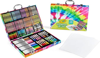 Crayola Inspiration Art Case Coloring Set - Tie-Dye (140ct), Art Supplies Set For Kids, Travel Drawing Kit, Holiday & Christmas Gift for Girls & Boys, Ages 5+ [Amazon Exclusive]