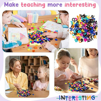 Wesiti 408 Pcs Lacing Letters Alphabet Learning Toys Toddler ABC Alphabet Beads Lacing Sports Skills Toys for Preschool Games Homeschool Supplies Early Spelling (Uppercase Letters)