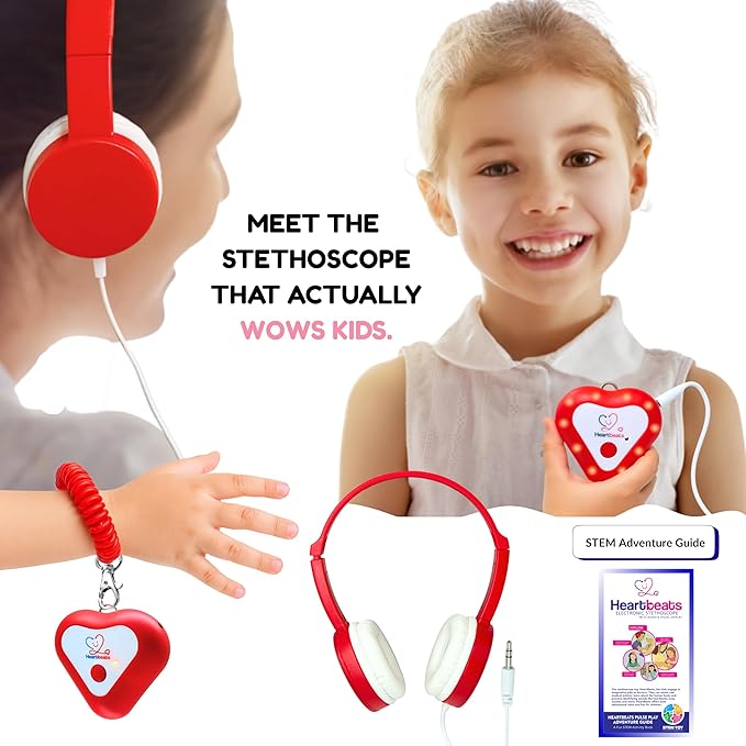 Heartbeats Electronic Stethoscope Toy with LED Display & 10X Sound Amplification, Real Working Stethoscope - STEM Medical Learning Toy Boys & Girls Age 4+, Kids Nurse Doctor Kit - Educational Toy Gift