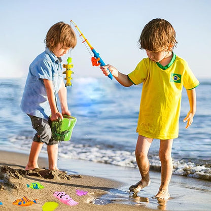 Kiditos 60PCS Magnetic Fishing Bath Game Set, Swimming Fish for Bathtub, Water Table Toys for Toddlers Kids Age 3-6, Pool Toys for Pretend Play, Education Teaching & Learning Colors