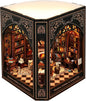 Book Nook Kit,Type-C Charging Dollhouse for Bookshelf, Desk, Shelf, and Nightstand Decor, Perfect for Home Decor and Gifts (Classical Library)