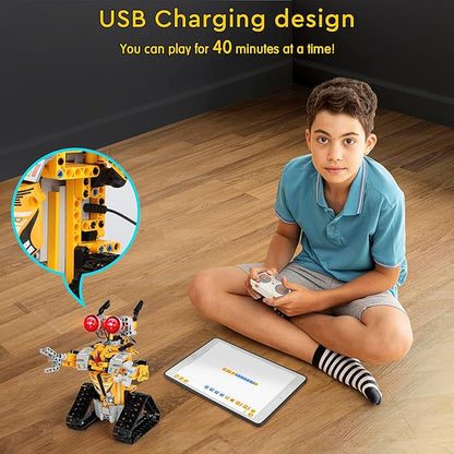 Sillbird Robot Building Kit with Remote Control STEM Gifts for Boys Age 8-13, Coding Buildable Robotic Technic Toys for Kids Birthday with 468 Pieces