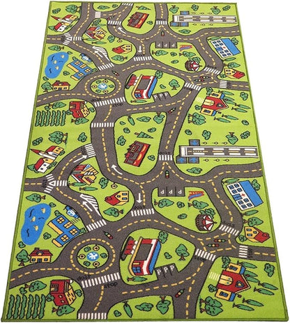 Kids Rug Playmat City Life Great for Playing with Cars and Toys - Play Learn and Have Fun Safely - Educational Road Traffic Play Mat for Bedroom Play Room Game Safe Area (x Large)