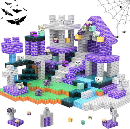 Magnetic Blocks Halloween Building Toys Gifts Construction Toys for 3 4 5 6 7 8 Year Old Boys & Girls, STEM Montessori Sensory Creative Kids Toys Halloween Party Favors
