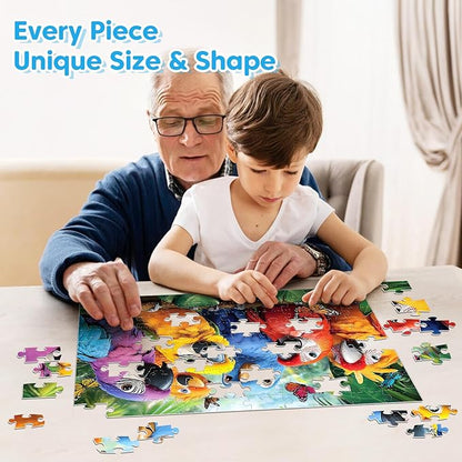 4 Packs 100 Piece Puzzles for Kids Ages 4-6 6-8 - Lovely Animals Selfies, Large Piece Puzzles for Seniors Adults Puzzle for Kids Ages 8-10 Educational Learning Puzzle Toys Gifts for 5 Year Old Child