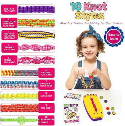 Braided Friendship Bracelet Making Kit for Girls 6-12, DIY Arts & Crafts String Toy Bulk Set, Kids Paracord Jewelry Maker, Popular Creative Christmas Birthday Gifts for Kids Ages 7 8 9 10 11(112PCS)