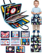Montessori Busy Board for Toddlers Ages 1-4, Busy Book with 8 Pages Educational Sensory Activities, Learning Toy for Fine Motor Skills, Travel Toy for Airplane or Car, Birthday Gift for Boys & Girls