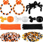 Hicarer 1250 Pieces Halloween Pony Beads DIY Kit Including 600 Pieces Halloween Crafts Pony 600 Pcs TRI Beads 50 Pcs Chenille Stems for Decor