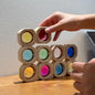 20PCS Wooden Gem Blocks Stacking Toys,Colorful Acrylic Windows Blocks, Rainbow Crystal Acrylic Building Cubes Educational Sensory Training Crystal Toys (20PCS Round Gem Blocks)
