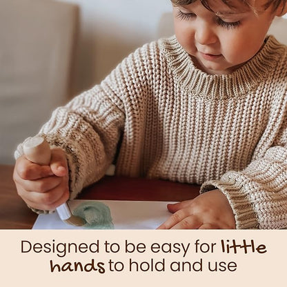 Honeysticks My First Paint Brush Set - 3 Pack: Ideal for Babies and Toddlers. Jumbo Brushes with Chubby Wood Handles for Easy Grip, Vegan. Includes Handy Storage Container