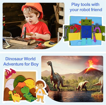 Montessori Felt Busy Book Toddlers Quiet Book Preschool House Pretend Play Early Learning Educational Travel Toys for Kids Age 2 3 4 5 6 Travel Essentials Daily House Learning Activitie Boys Gift
