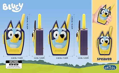 ekids Bluey Toy Walkie Talkies for Kids, Designed for Fans of Bluey Toys for Toddlers