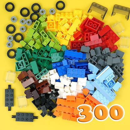 320-Piece Building Blocks Set, Creative Classic Bulk Bricks Toy, Wheels and Axle Car Accessories, Compatible with All Major Brands