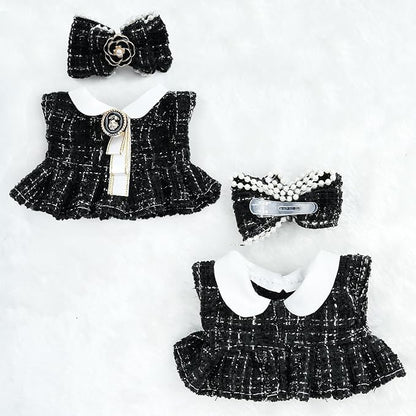 17cm Doll Clothes Set-Adorable Outfits for Dolls-Stylish Accessaries Clothes Dress-Up-Replaceable Clothing Collections, Includes Hat, Top, Skirt(Black-Style D)