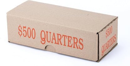 Quarter Storage Box Orange Holds 50 Wrapped Coin Rolls, 50 Boxes