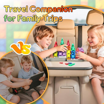 CS COSDDI 42PCS Magnetic Travel Toddler Set with Iron Storage Box, Mini Magnetic Blocks Kids Toys, Portable Magnetic Blocks Building Kids Toys for 3-5 Year Olds Boys Girls Birthday Gift