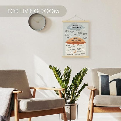 Fewgb Things I Can Control Umbrella Wall Art Poster Decor, Mental Health Hanging Poster Framed Hanger for Therapist Therapy Office Classroom, School Counselor Psychologist Office Picture Prints 12x16