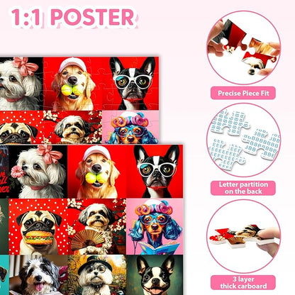 100 Piece Puzzles Multicolor Fun Dogs, Large Piece Jigsaw Puzzle for Kids Ages 4-6 6-8 8-10, Puppy Theme Puzzles for Teens Seniors Adults, Collection Gift Home Art Decor Toys Gifts for Girls Boys