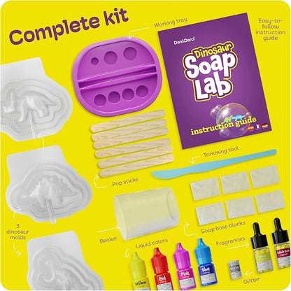 Dan&Darci Dino Soap Making Kit for Kids, Dinosaur Science Toys Kits, Gifts for Kid All Ages, DIY Activities Craft - Art Crafts Gift Set for Boys and Girls Age 3 4 5 6 7 8 12 Year Old Boy