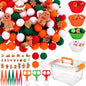 200 PCS Christmas Sensory Bin Filler Winter Sensory Bin Items 160 Pompoms 22 Gingerbread Man 8 Cups 6 Tweezers 3 Scissor Clips 1 Storage Box for Christmas Fine Motor Toys Counting Sorting Training