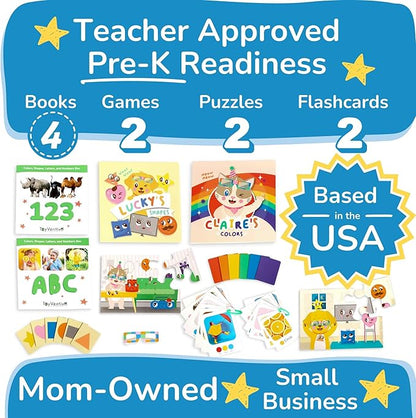 Preschool Montessori Learning Kit With Busy Book For Toddlers 1-3- Baby Flash Cards - Quiet Activity Books - Puzzles Ages 2-4 - Flashcards 3-5 Years - 1 Year Old Boy Gifts -1st Birthday Toys For Girls