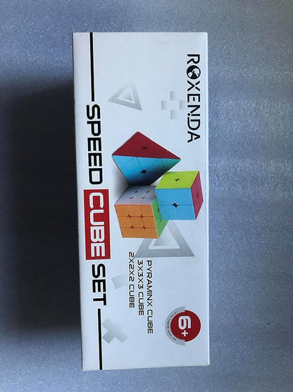 ROXENDA Speed Cube Set, Magic Cube Set of 2x2x2 3x3x3 Pyramid Cube Smooth Puzzle Cube (Stickerless)