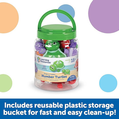 Learning Resources Number Turtles Set - 15 Pieces, Ages 18+ months Fine Motor Toys for Toddlers, Counting Toys for Toddlers, Color & Sorting Toy, Turtle Toys for Kids