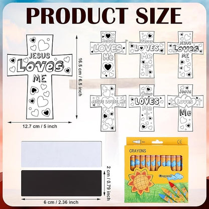 30 Sets Christian Crafts for Kids Religious Sunday School Craft Jesus Loves Me Color Your Own DIY Ornaments for Sunday Classroom Art Party Home Activities