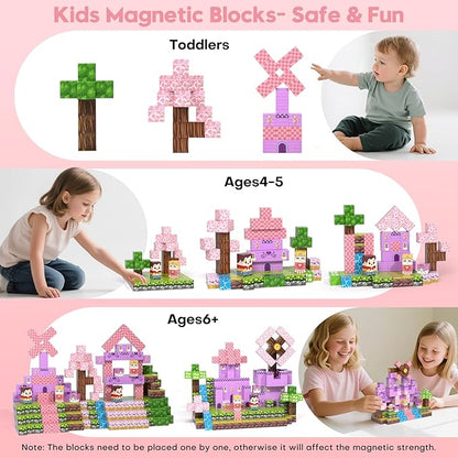 Magnetic Blocks, Magnetic Building Blocks 100pcs, STEM Sensory Toys with Princess Castle Build–Creative Magnet Tiles for Toddlers Ages 3+, Boys & Girls–Christmas Birthday Party Kids Gifts