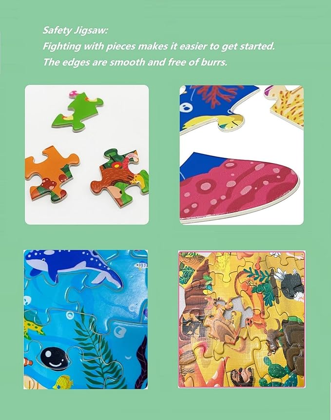 PINU Jigsaw Puzzles for Kids Ages 3-5, 6-8, 8-10, Children Colorful Fun Animal Shaped Puzzle Learning Educational Toys Gifts Games for Boys and Girls (Rabbit-120 PCS)