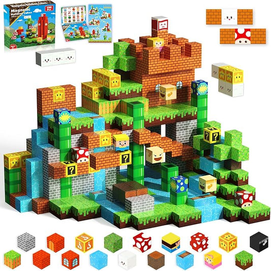 Magnetic Blocks-100PCS Magnetic Building Cubes Blocks, STEM Montessori Sensory Toys for Toddlers Kids Boys Girls Ages 3 4 5 6 7 8 9 10 Christmas Birthday Gifts