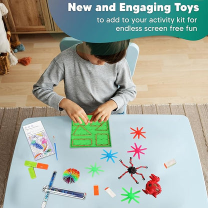 Travel Essentials for Kids – Bundle of Various Toys and Activities for Airplanes, Road Trips or Quiet Time – Sensory Toys and Travel Games for Boys & Girls -Toys ONLY- (Red)