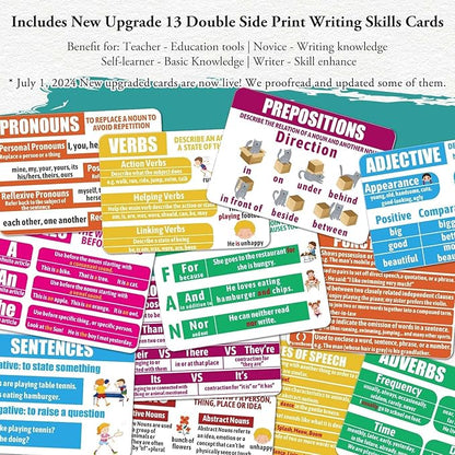 Garybank Inspiration Writing Prompt Dice - W/13 Writing Skill Cards and 200 Character & Event Cards - Storytelling Game for Kids, Writer & Teachers - Creation Set of 9 Story Cubes - Gifts for Writers