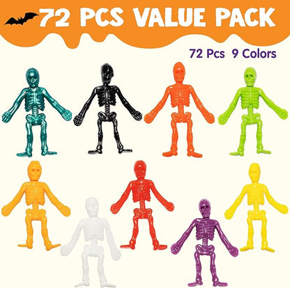 JOYIN 48 PCS Halloween Stretchy Skeletons, Halloween Sticky Hand Toys Bulk for Halloween Party Favor Goodie Bag Fillers, Kids Student School Classroom Carnival Game Prizes