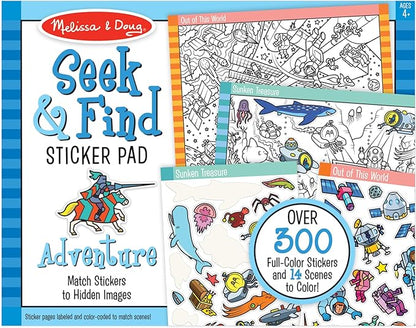 Melissa & Doug Seek and Find Sticker Pad – Adventure (400+ Stickers, 14 Scenes to Color) Search and Find Sticker Pads, Arts and Crafts Activity for Kids Ages 4+ - FSC-Certified Materials