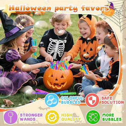 300 Piece Halloween Party Favor Bubbles, Halloween Bubble Wands Bulk for Kids Party Favor Supplies, Trick or Treat Goodie Bags, School Classroom Game Rewards, Halloween Miniatures