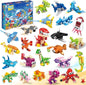 24 Party Favors Kids Building Blocks Dinosaur, Sea Animals Pool Party Favors Building Set for Birthday, Classroom Prizes,Goodies Bag Filling, Gift for Boys and Girls Ages 6-12