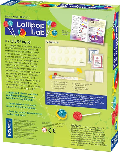 Thames & Kosmos Lollipop Lab | STEM Experiment & Activity Kit | Make Yummy Red Cherry and Blue Raspberry Lollipops & Ring Lollipops! | Explore Chemistry & Math | Includes Real Candy Thermometer