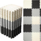Nuanchu 60 Pcs Kids Foam Puzzle Floor Mat Bulk Solid Color Foam Play Mat with Borders Interlocking Multi Use Floor Rug for Baby Toddler Children Crawling Exercise Playroom 12 inch (Black, White, Gray)