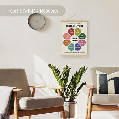 Fewgb Things I Can Control Circle Wall Art Poster Decor, Mental Health Hanging Poster Framed Hanger for Therapist Therapy Office Classroom, School Counselor Psychologist Office Picture Prints 12x16