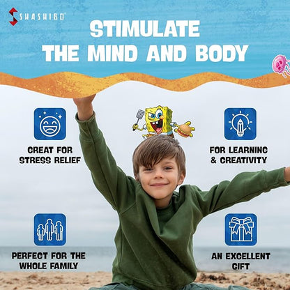 SHASHIBO Spongebob Squarepants Shape Shifting Box - STEM Magnetic Fidget Cube That Transforms Into Over 70 Shapes, Download Fun in Motion Toys Mobile App (Krusty Krab)