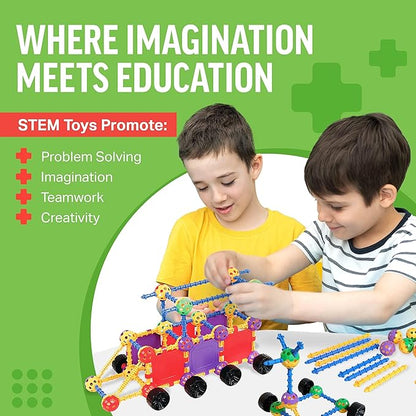 Educational Building Blocks Kit, 176 Pieces, Ages 4-8, Easter Basket Stuffers Gifts for Kids