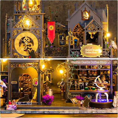 Miniature House Kit, Tiny House Kit with Light, DIY Mini House Building Kits for Adults to Building, Unique Gift for Birthday Christmas, Magic Castle