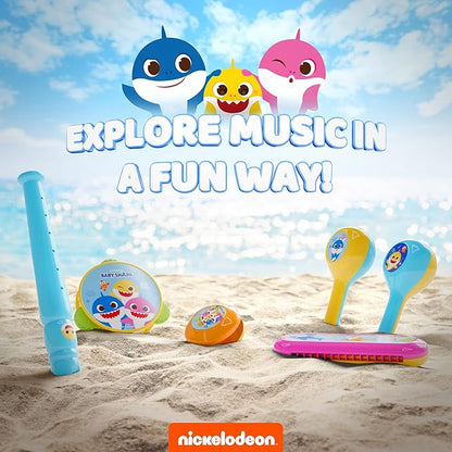 Lollipop Little Tikes Musical Instruments Set - Flute, Maracas, Harmonica, Tambourine for Toddlers, Educational Musical Toys Toys for Kids 24 Months+ (Baby Shark Light Blue)