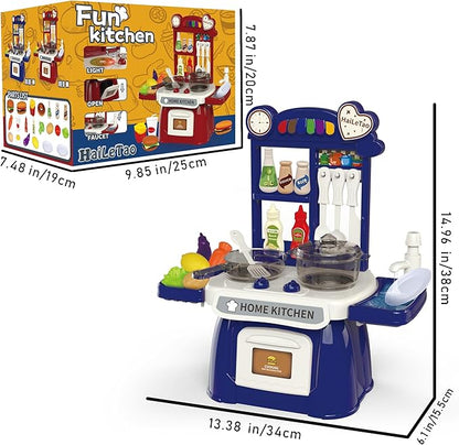 Kitchen Set for Toddler with Sound and Light，Pretend Cooking Food Set,Kids Kitchen Playset，Play Sink with Running Water and Electronic Induction Stove，Kitchen Accessories (red Kitchen Set)