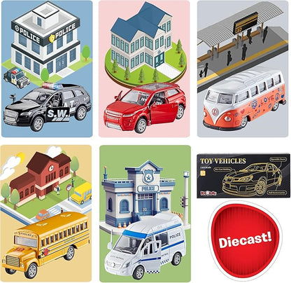 KIDAMI Die-cast Metal Toy Cars Set of 5, Openable Doors, Pull Back Car, Gift Pack for Kids (Official Car)