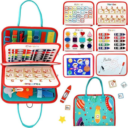 Busy Board for 1 Year Old Sensory Toys for Toddlers 1-3 Montessori Learning Busy Book for Boys Girls Preschool Toys Gift (Green)